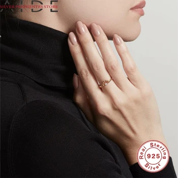 AIDE 925 Sterling Silver Krúžky Pre Ženy, Luxusné 2020 Všetky-Zápas Módne Mini Diamond Zakrivené Korálkové Duté Krúžok