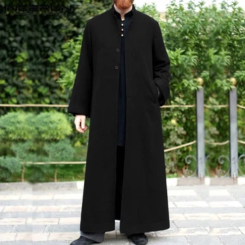 2020 módne tlačidlo dlhé hrubé kabát zimný kabát pánske jednofarebné zmiešané pánske s dlhým rukávom stojaci golier zákopy srsti