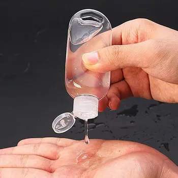 6pcs 50ML Prázdne Alkoholu Naplniteľné Fľaše Priehľadné Plastové Fľaše dezinfekčné prostriedky na Ruky Fľašu S Hákom Náhodné Farby