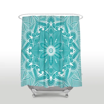 Nové Mandala Nepremokavé Vytlačené Sprchový Záves s Háčikmi Polyester Textílie Tyrkysové Kúpeľňa Závesy pre Domáce Dekorácie