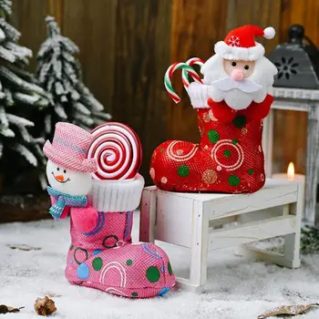 Vtipné Vianočné Cukrovinky Boot Ozdoby, Cartoon Svetlé Tkaniny Obuv, Vianočné Dekorácie Dodávky pre Domácnosti Hotel Nákupné Centrum