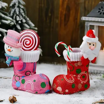 Vtipné Vianočné Cukrovinky Boot Ozdoby, Cartoon Svetlé Tkaniny Obuv, Vianočné Dekorácie Dodávky pre Domácnosti Hotel Nákupné Centrum