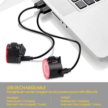 Nabíjanie pomocou pripojenia USB Bezpečnosti Nepremokavé Jasné LED Požičovňa Svetlometu Bicykel Zadné zadné Svetlo Výstražné Cyklistické Doplnky, Nové 2021