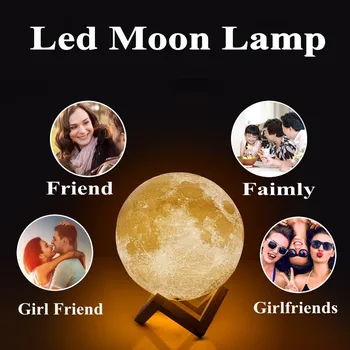 3D Tlač Mesiac lampa luny USB LED Nabíjateľná Novinka 2Colors 7/3/16Colors Tabuľka Stolná lampa Tvorivé Nočné svetlo Dekor Dary