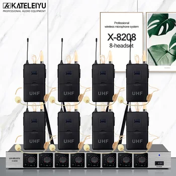 Profesionálne X-8208 UHF Mikrofón Systém 8 Farbu Pleti Headset Mikrofón pre Veľký Konferenčný Fáze Karaoke Výkon
