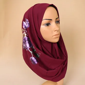 Ženy Vytlačené Kvetinový Šátek Bublina Šifón Šály, Šatky Hidžáb Moslimských Módne Dlhé Zábal Čelenka 15 Farba 180*73cm 10PCS/ Veľa