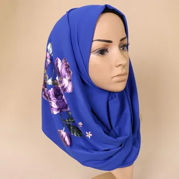 Ženy Vytlačené Kvetinový Šátek Bublina Šifón Šály, Šatky Hidžáb Moslimských Módne Dlhé Zábal Čelenka 15 Farba 180*73cm 10PCS/ Veľa