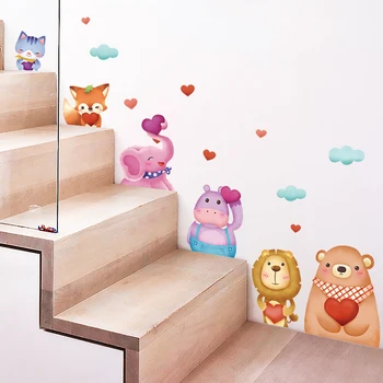 Vymeniteľné Krásne Cartoon Zvieratá Samolepky na Stenu pre Deti izba Škôlky samolepiace Stenu Eco-friendly Vinyl nástennú maľbu