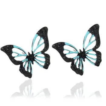 Móda Striebro Animal Butterfly Rusko Stud Náušnice Pre Ženy, Blue Crystal Narodeniny Vianočný Večierok Šperky Bijoux Veľkoobchod