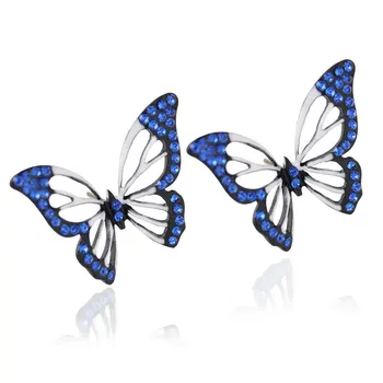Móda Striebro Animal Butterfly Rusko Stud Náušnice Pre Ženy, Blue Crystal Narodeniny Vianočný Večierok Šperky Bijoux Veľkoobchod