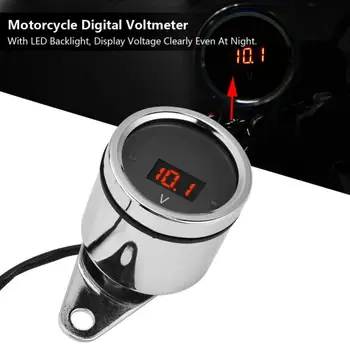 12V Motocykel LED Svetlo Digitálny Merač Napätia Rozchod chrómovanie Nepremokavé Motobike Voltmetrov Univerzálny