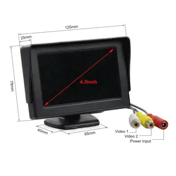 SMALUCK 4.3 Palcový Farebný TFT LCD Auto Zadné View Monitor Parkovanie Spätné Monitor s 2 KANÁLY Video Vstup