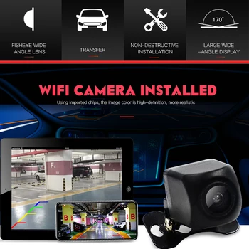 DIYKIT Auto parkovacia Kamera WIFI Cúvaní Kamera Dash Cam Star Nočné Videnie Tachografu Nabíjačka do Auta pre iPhone a Android Telefón