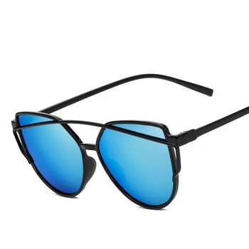 2019 Módne Žien Farba Luxusný Byt Top Cat Eye slnečné Okuliare Elegantné de sol mužov Twin Beam nadmerné Slnečné okuliare UV400 Gafas