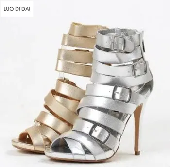 2019 sexy ženy, šaty, topánky típat prst vysoké podpätky strany topánky letné gladiator sandále rezy z sandále gold&sliver, svadobné topánky