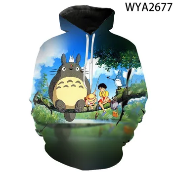 3D Vytlačené Mikiny Totoro Muži, Ženy, Deti Móda Bežné Hoodies Pulóver s Dlhým Rukávom Streetwear Chlapec Dievča Deti Bunda
