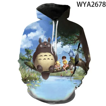 3D Vytlačené Mikiny Totoro Muži, Ženy, Deti Móda Bežné Hoodies Pulóver s Dlhým Rukávom Streetwear Chlapec Dievča Deti Bunda