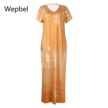 WEPBEL Vytlačené tvaru Dlhé Šaty Pyžamo-Krátke Rukávy Bežné Ženy Šaty Letné Voľné Plus Veľkosť Šaty jednofarebné Šaty