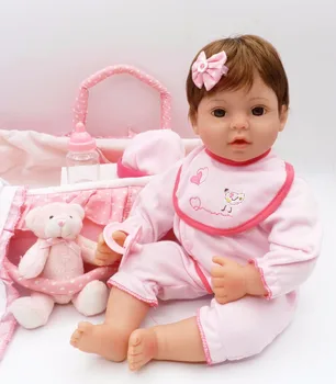 Nádherné 41 cm bebe znovuzrodené dieťa hračky bábiky a spací vak darček 3/4 silikónové nažive dievča bábiky deti a chlapec darček Etnických bábika