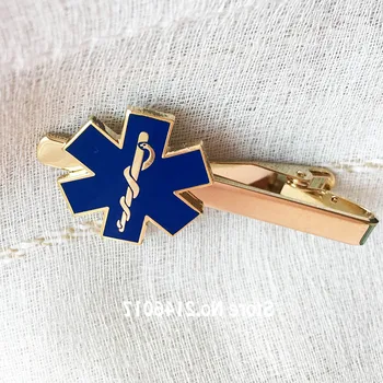 10pcs-Hviezdičkový Života Cufflink Záchranár-Železo Lekár Kravatu Klipy Ošetrovateľskej Ambulancie manžetové Modré Smalt Väzby Bar Hada, Symbol Plavidlá