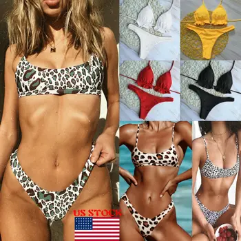 NÁS Leopard Ženy Sexy Bikiny Plávanie Dovolenku Pevné Plavky, plážové oblečenie plavky