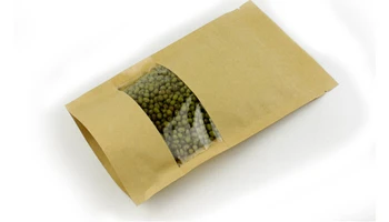 12*20+4 20pcs hnedé samostatne zip lock kraft papier tašky s oknom pre darčeky, sladkosti a cukrovinky, potraviny, čaj šperky maloobchodných balíkov papiera