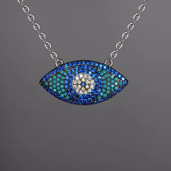 KIVN Módne Šperky turecký Blue eye CZ Zirkónmi Dámske Dievčatá Svadobné Svadobné Prívesky, Náhrdelníky Vianoce, Narodeninové Darčeky