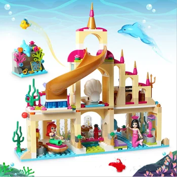 Fit Priateľmi Série Princezná Ariel je Podmorský Palác Morská panna Hrad 402pcs Stavebné Bloky, Hračky Pre Deti Vianočný Darček