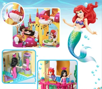 Fit Priateľmi Série Princezná Ariel je Podmorský Palác Morská panna Hrad 402pcs Stavebné Bloky, Hračky Pre Deti Vianočný Darček