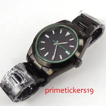 PVD prípade 40 mm parnis čierny ciferník z nerezovej ocele, remienok s PVD povlakom zafírové sklo automatický pohyb pánske hodinky PA1053