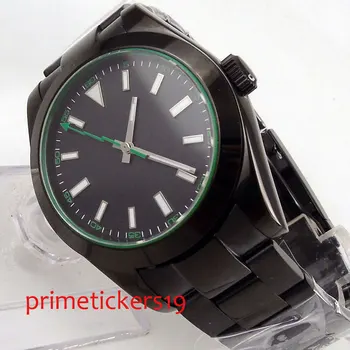 PVD prípade 40 mm parnis čierny ciferník z nerezovej ocele, remienok s PVD povlakom zafírové sklo automatický pohyb pánske hodinky PA1053