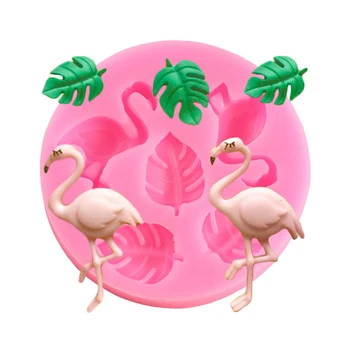 Tropické Tému Fondant Formy Flamingo Korytnačka Leaf Cukrovinky, Čokoláda, Silikónové Formy DIY Letná Party Cake Zdobenie Nástroje
