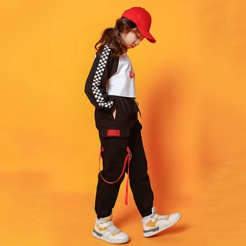 Deti Hip Hop Kostýmy pre Dievčatá Módne Jazz Plodín Top Jogger Tanečné Oblečenie Výkon Dancewear Fáze Tanec Kostým Vyhovuje