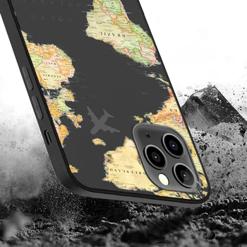 Cestovné mapy Srdce Telefón puzdro Pre iPhone 11 12 Pro Max mini X XR XS Max 7 8 6S Plus SE 2020 Telefón Prípadoch Black Soft TPU Kryt Coque
