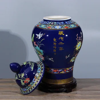 Retro Jingdezhen keramické pastel všeobecné nádrž zázvor jar kvet, vták zapečatené skladovanie kanister, snack jar domáce dekorácie