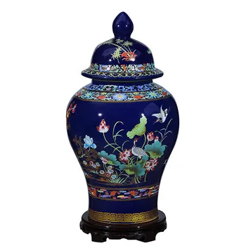 Retro Jingdezhen keramické pastel všeobecné nádrž zázvor jar kvet, vták zapečatené skladovanie kanister, snack jar domáce dekorácie