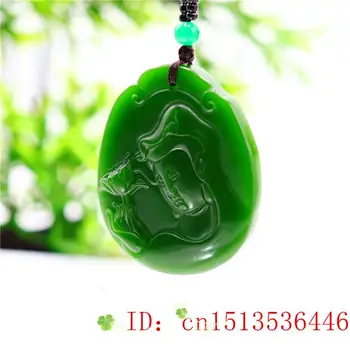 Green Jade Guanyin Prívesok Náhrdelník Ženy Muži Kúzlo Prírodných Vyrezávané Čínsky Šperky Amulet Suveníry, Darčeky pre Módu