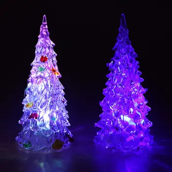 Mini USB LED Nočné Svetlo Farby Optických LED Svetlo Vianočný Stromček Lampy, Akryl Vianočný Stromček Nočné Svetlo