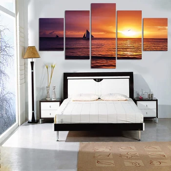 5 Panelov Moderné Tlačené Obrázky Morské Vlny Krajiny Maľby Nástenné Art Domáce Dekorácie Pre Obývacia Izba Č Rámovanie