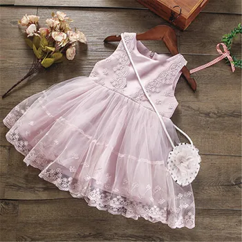 Dieťa šaty letné Nové bez Rukávov sladká princezná šaty ružovej čipky Party Šaty deti zdobiť Dievčatá Oblečenie pre 2-6 rokov