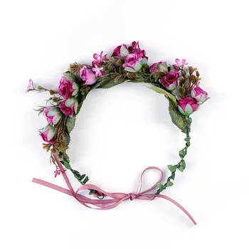 Nevesta veniec hlavový most kvetinové girlandy Ženy veniec vlasy Svadobný Kvetinový Stuhou Luku Dievča Kvetinový Veniec Letný festival dekor