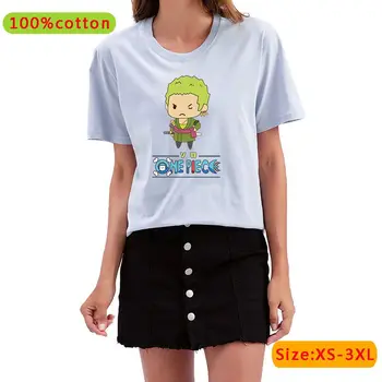 Anime jeden kus roronoa zoro bavlnené tričko ženy harajuku lete bežné graphic tee košele estetické cartoon oblečenie koszulka