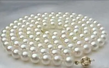 Skutočné AA+ 7-8mm south sea white pearl náhrdelník 17 PALCOVÉ