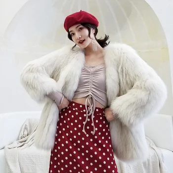Prírodné Nátery Zimná Bunda Reálne Fox Kožušiny kórejský Ružová Bundy Ženy Oblečenie Dlhá Srsť Chaqueta Mujer MY1008