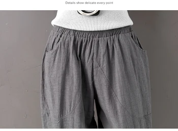 Voľné bavlnená posteľná bielizeň bežné nohavice pre ženy, veľkosť vysoký pás dámske nohavice pevné žena hárem nohavice 2018 jar 346