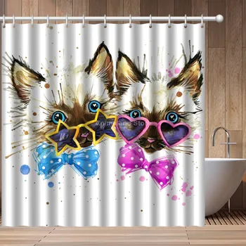 Móda Zvieratá, Psy 3D Tlač Sprchový Záves Farebné Kúpeľňa Set S Nepremokavé Háčik Vaňa Záclony Cartoon Deti Afriky Zábava