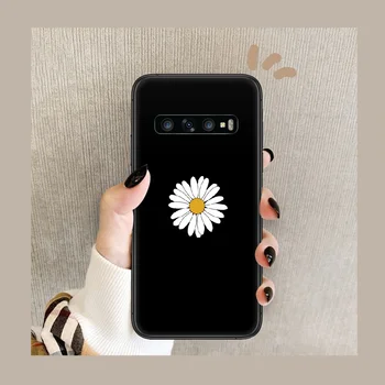 Daisy kvet Telefón Prípade Cover obal Pre Samsung Galaxy S 6 7 8 9 10 e 20 okraji uitra Poznámka 8 9 10 plus čierny Nárazník Maľovanie Kryt