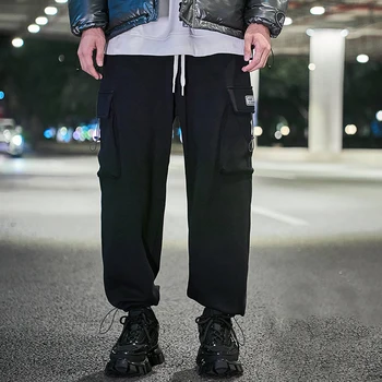 SingleRoad Mens Cargo Nohavice Mužov 2020 Zimné Pevné Bočné Vrecká Hip Hop Joggers Japonský Streetwear Nohavice Sivej Neforemné Nohavice Mužov