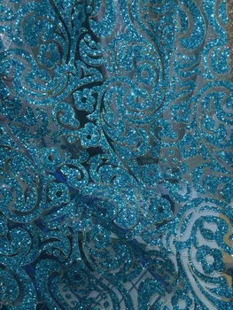 Francúzsky čistý čipky textílie iskrivý hot predaj lepené lesk afriky Tylu čipky Jolin-016 na spoločenské šaty