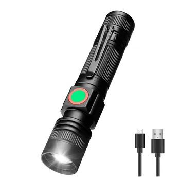 T6 LED USB Nabíjateľné Zoomovateľnom Baterka Horák, Super Jasné svetlo Svetlo Pre 18650 Nepremokavé Taktické Baterky Vrecko Klip